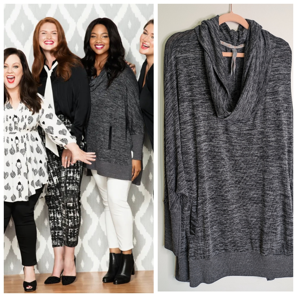 Melissa Mccarthy Seven7 Heathered Grey Cowl Neck Boxy Sweater 3x